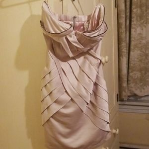 Blush Strapless Mini Dress With Zipper Details